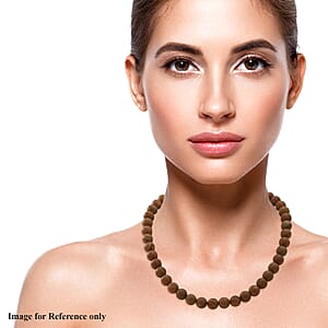 Wood Grain Jasper 10 mm Beaded Necklace 18 Inches in Sterling Silver 250.00 ctw