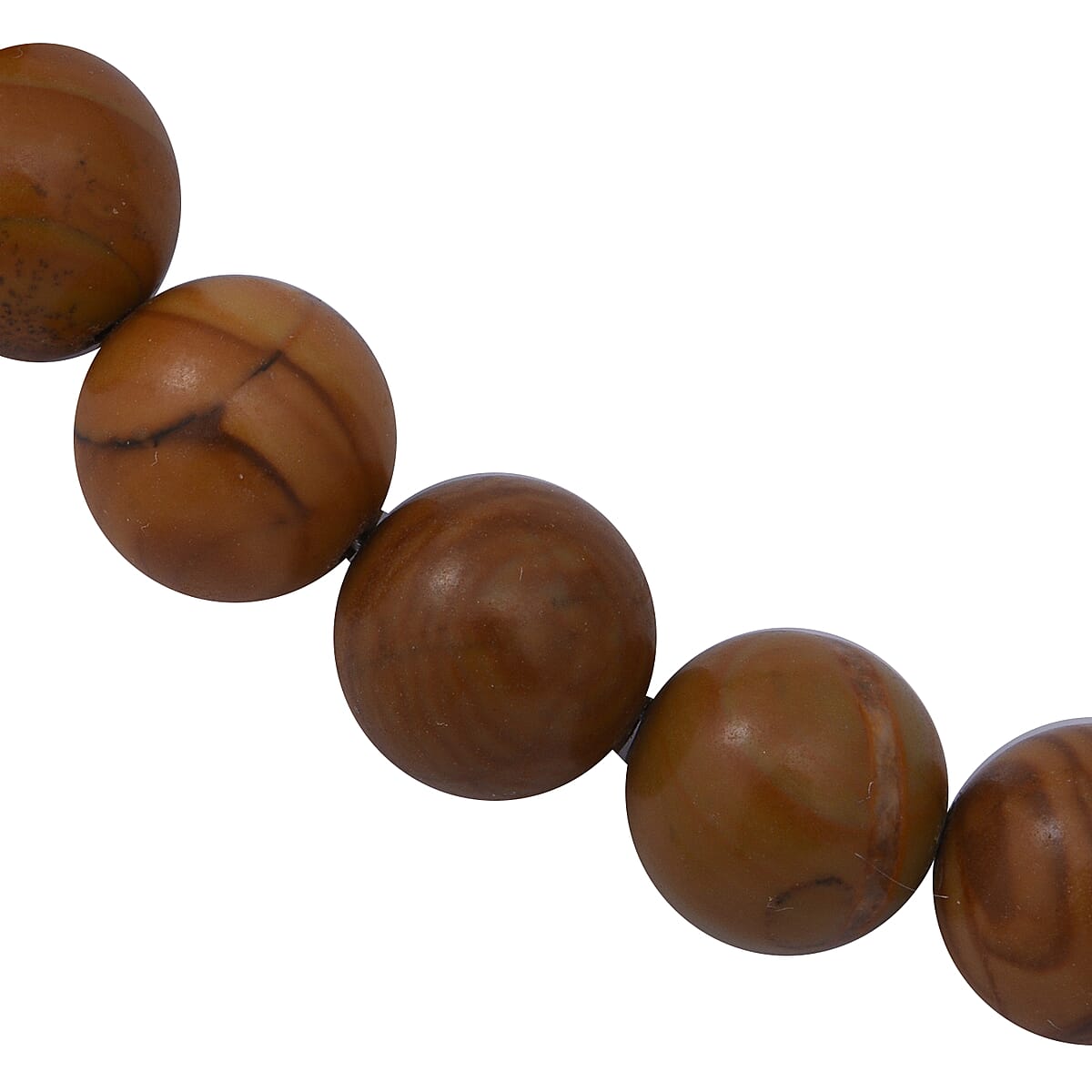 Wood Grain Jasper 10 mm Beaded Necklace 18 Inches in Sterling Silver 250.00 ctw image number 2