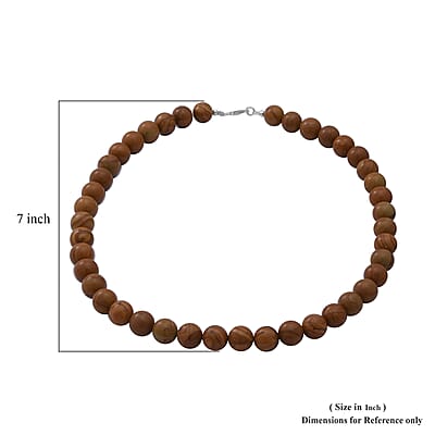 Wood Grain Jasper 10 mm Beaded Necklace 18 Inches in Sterling Silver 250.00 ctw
