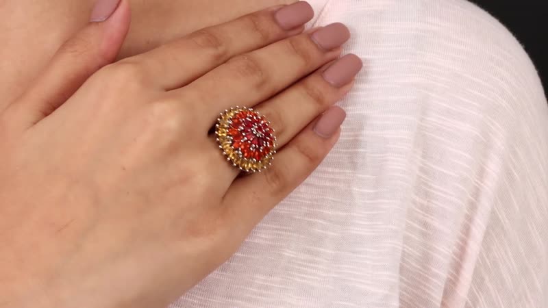 Shades of Fire Opal Floral Spray Ring in Platinum Over Sterling Silver (Size 10.0) 7.35 Grams 3.50 ctw