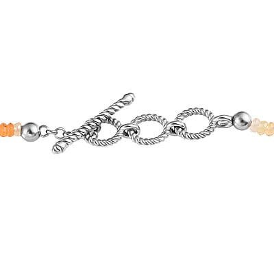 Shades of Fire Opal Floral Spray Pendant with Beaded Necklace 18-20 Inches in Platinum Over Sterling Silver 8 Grams 48.00 ctw