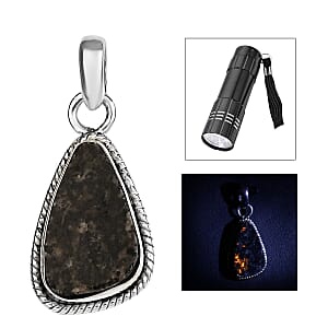 Artisan Crafted Natural Yooperlite Pendant in Sterling Silver 6.20 ctw with Free UV Torch
