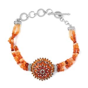 Shades of Fire Opal Floral Spray Bracelet in Platinum Over Sterling Silver (6.50-8.50In) 23.65 ctw