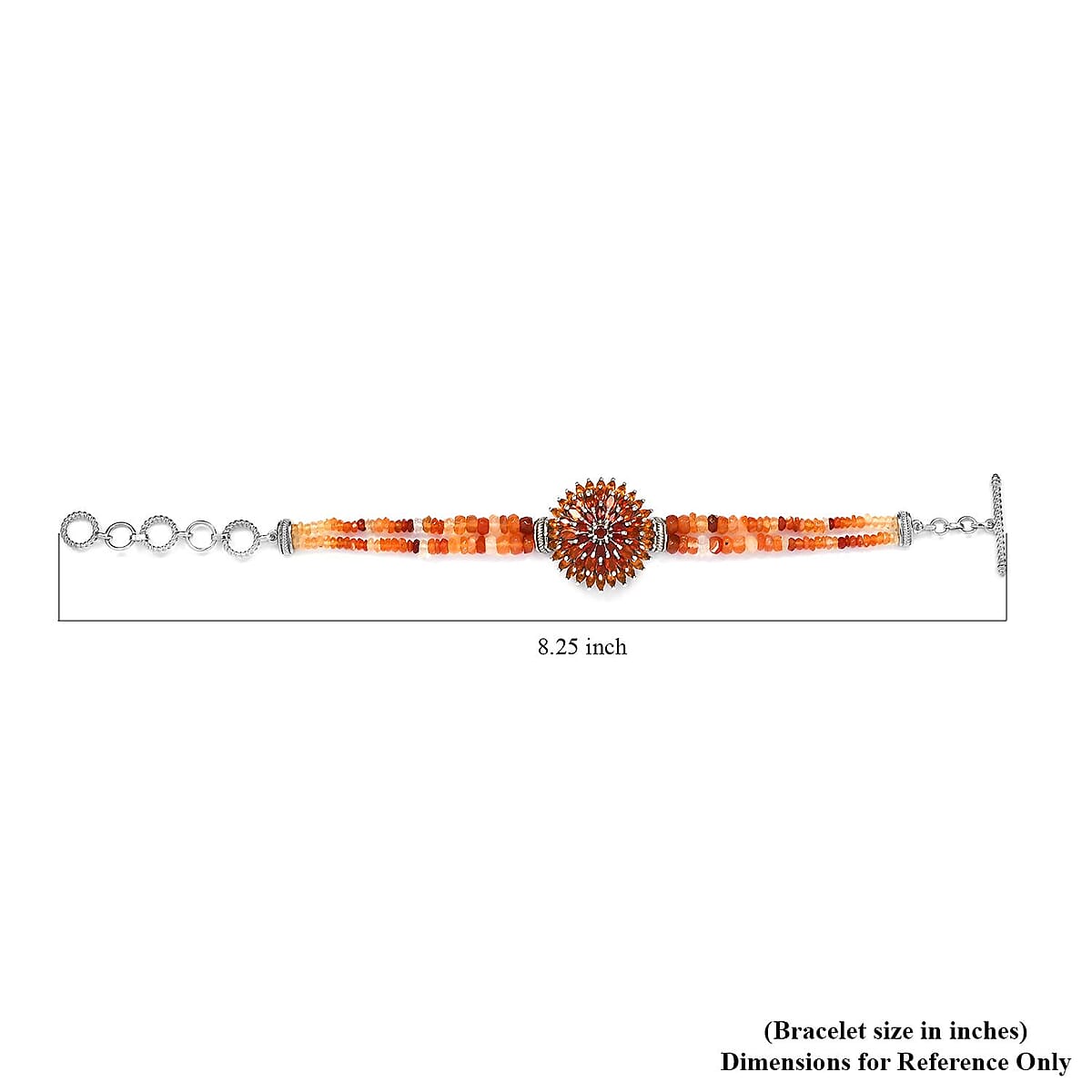 Shades of Fire Opal Floral Spray Bracelet in Platinum Over Sterling Silver (6.50-8.50In) 23.65 ctw image number 4