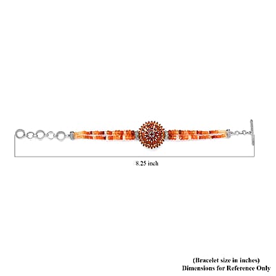 Shades of Fire Opal Floral Spray Bracelet in Platinum Over Sterling Silver (6.50-8.50In) 23.65 ctw