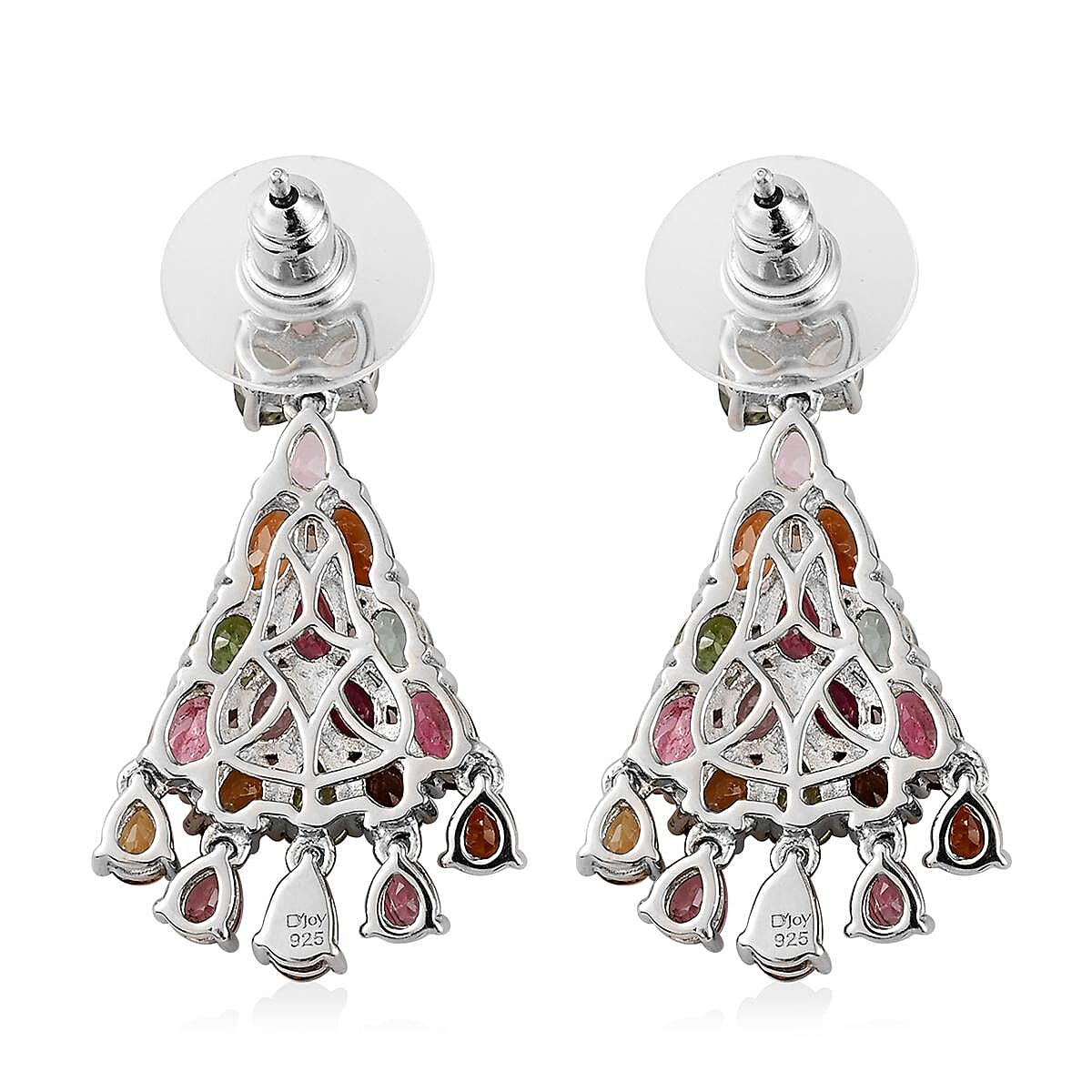 Multi-Tourmaline Chandelier Earrings in Platinum Over Sterling Silver 7.25 ctw