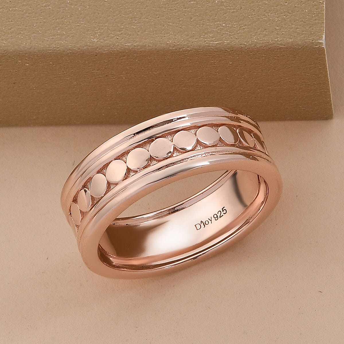 Vermeil Rose Gold Over Sterling Silver Spinner Thumb Ring (Size 11.5) 6.45 Grams image number 1