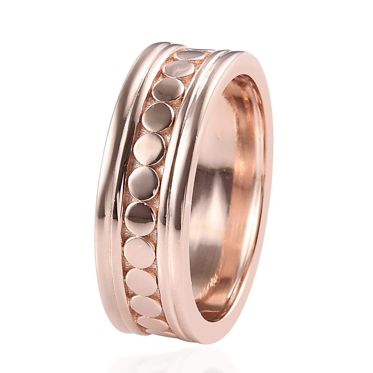 Vermeil Rose Gold Over Sterling Silver Spinner Thumb Ring (Size 11.5) 6.45 Grams image number 3