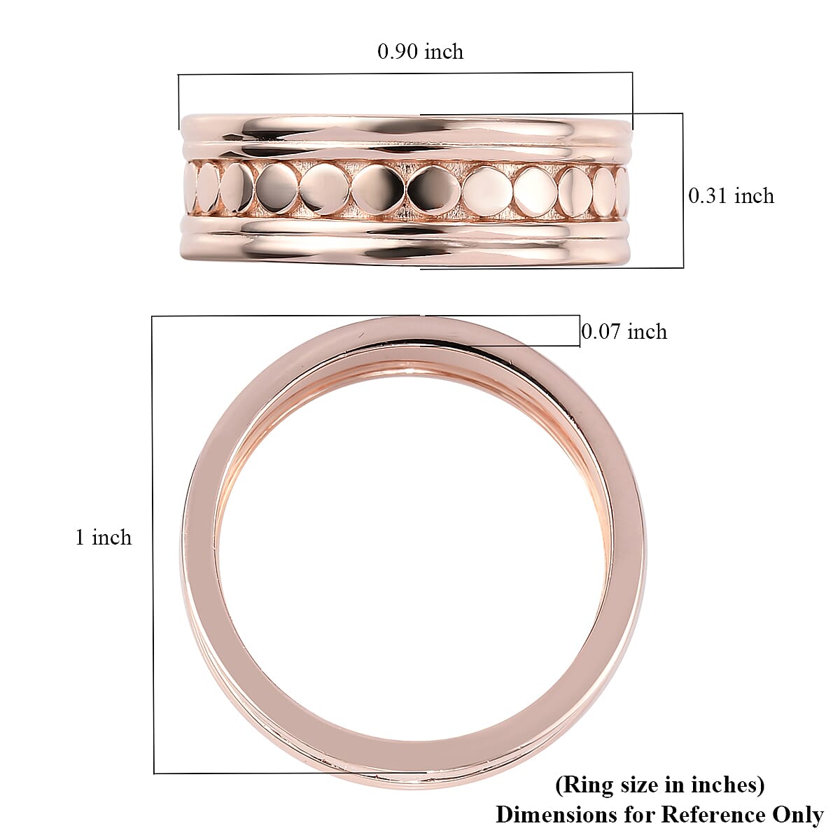 Vermeil Rose Gold Over Sterling Silver Spinner Thumb Ring (Size 11.5) 6.45 Grams image number 5