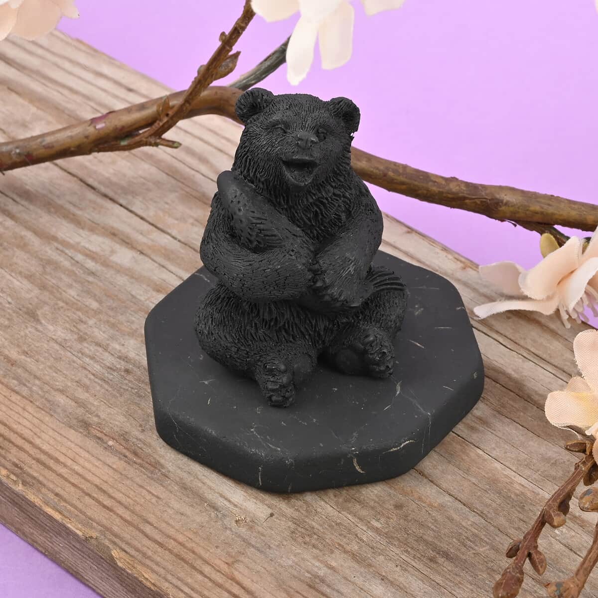 Bear with Fish Shungite Figurine, Home Decor Figurine, Decorative Figurine, Living Room Decor image number 1