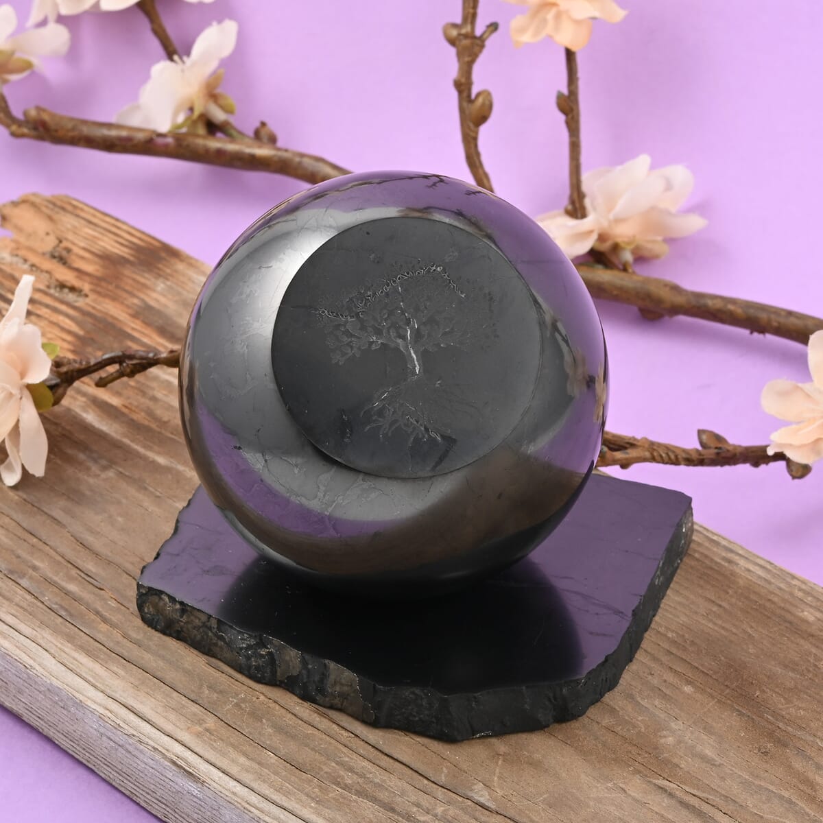 Shungite Tree of Life Engraved Spheres Shungite Tree of Life Engraved Spheres
