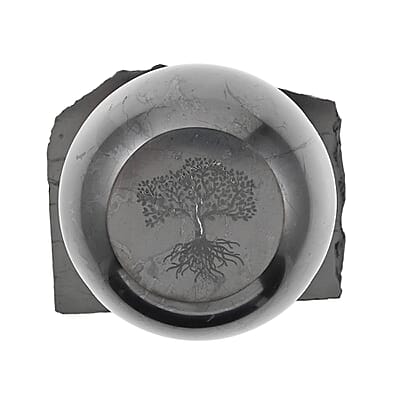 Tree of Life Engraved Shungite Sphere with Stand