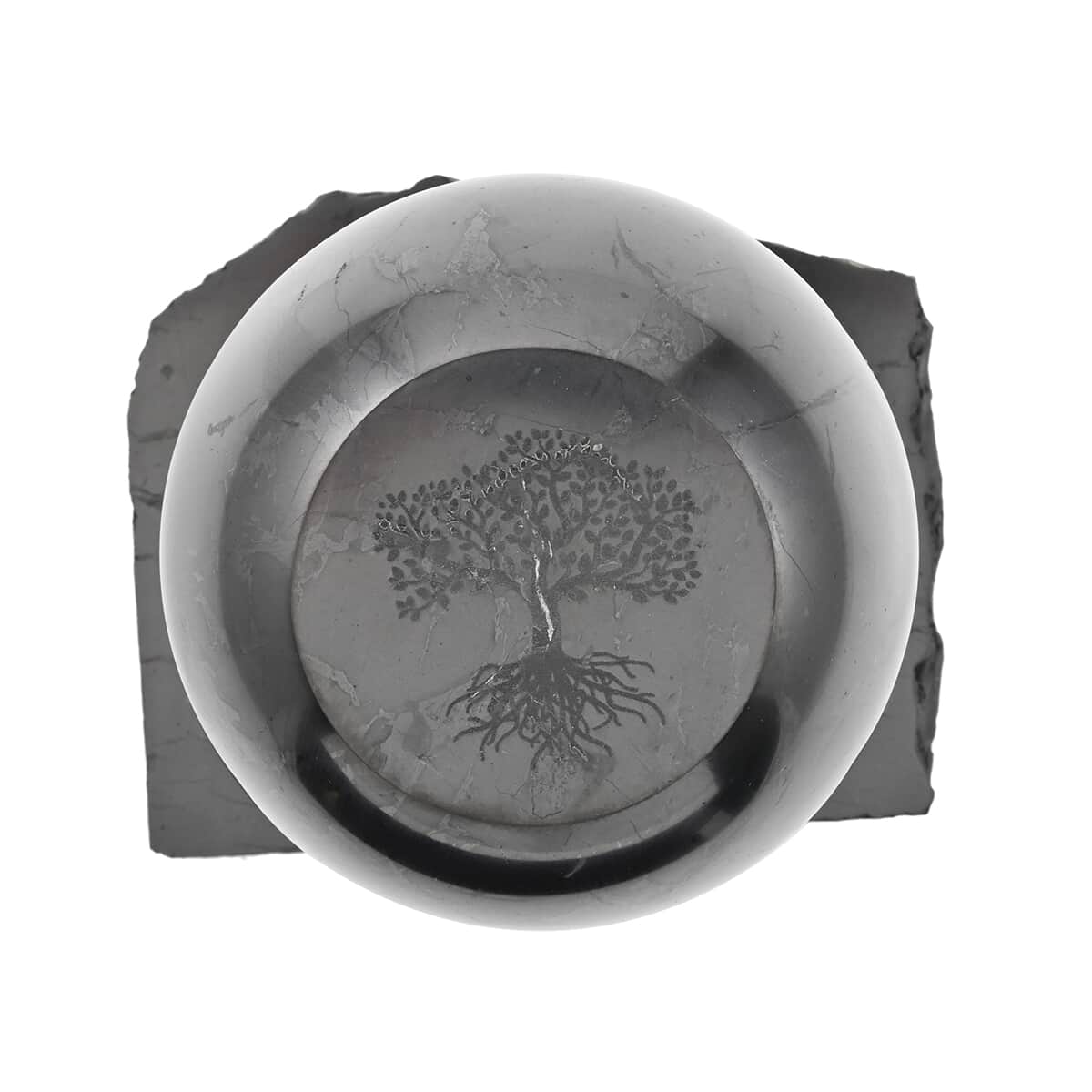 Tree of Life Engraved Shungite Sphere with Stand (8cm) Approx. 4472ctw image number 4