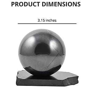 OM Symbol Engraved Shungite Sphere with Stand (80mm) Approx. 4472ctw