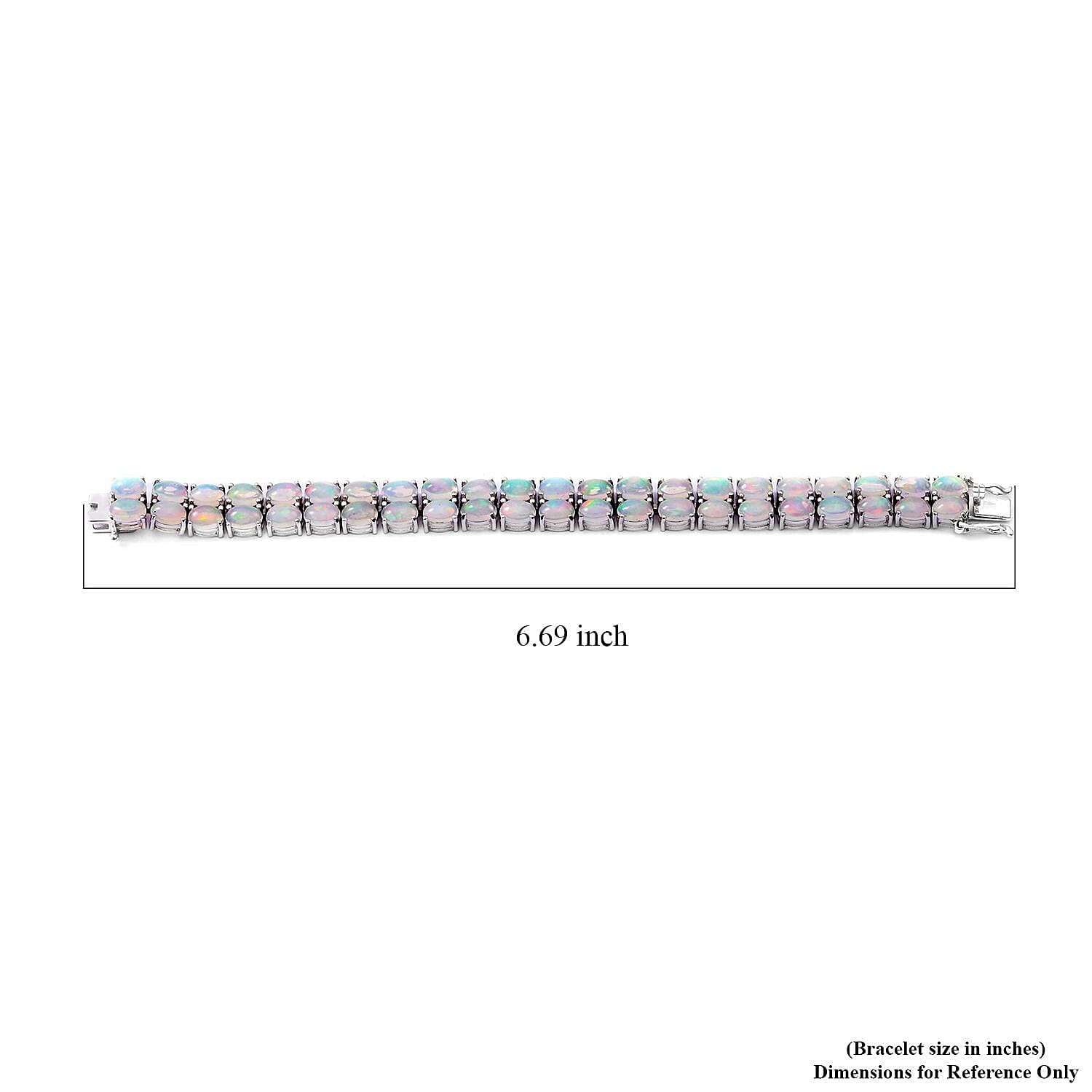 Premium Ethiopian Welo Opal 2 Row Tennis Bracelet in Platinum Over Sterling Silver (6.50 In) 15 Grams 23.00 ctw