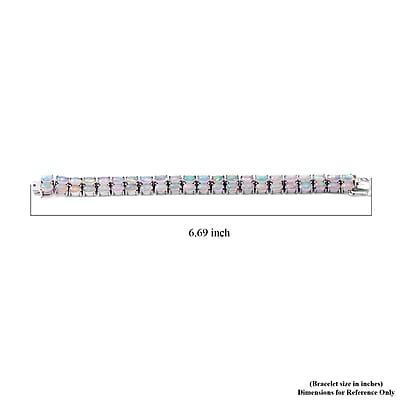 Premium Ethiopian Welo Opal 2 Row Tennis Bracelet in Platinum Over Sterling Silver (6.50 In) 15 Grams 23.00 ctw