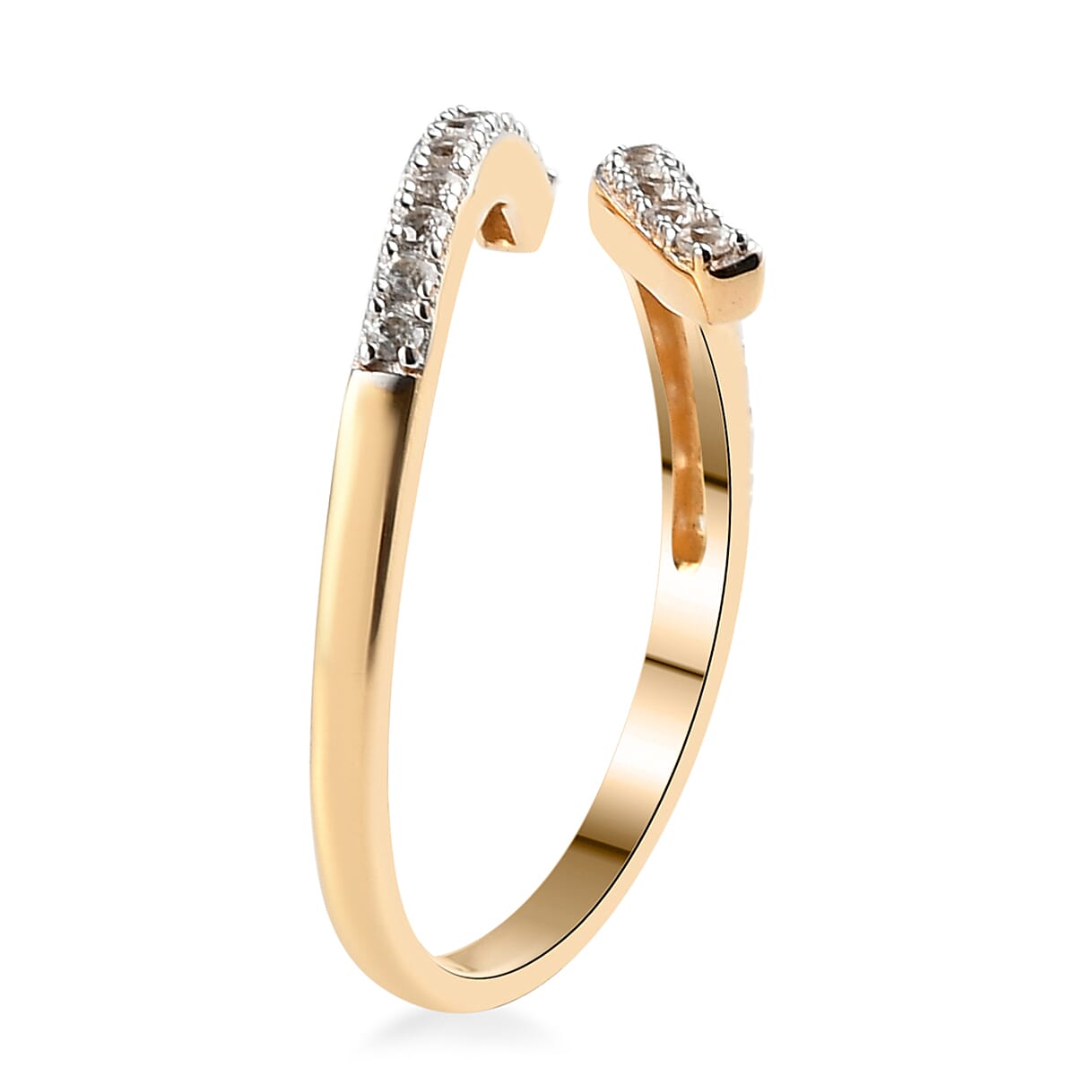 Natural White Zircon Snake Bypass Thumb Ring in Vermeil Yellow Gold Over Sterling Silver (Size 22.0) 0.50 ctw image number 3