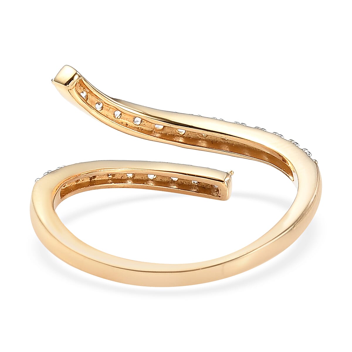 Natural White Zircon Snake Bypass Thumb Ring in Vermeil Yellow Gold Over Sterling Silver (Size 22.0) 0.50 ctw image number 4