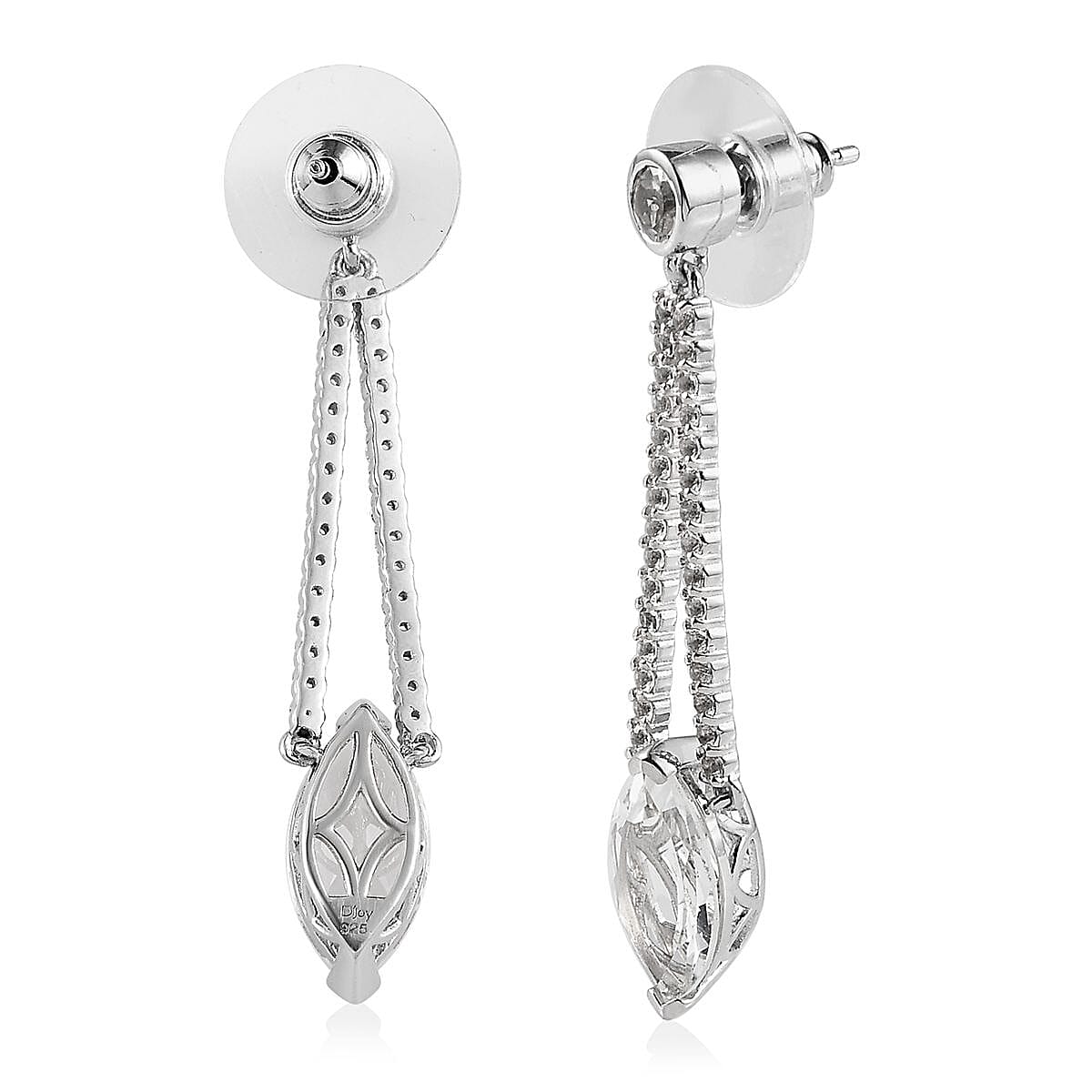 White Topaz Dangle Earrings in Platinum Over Sterling Silver 8.25 ctw image number 3