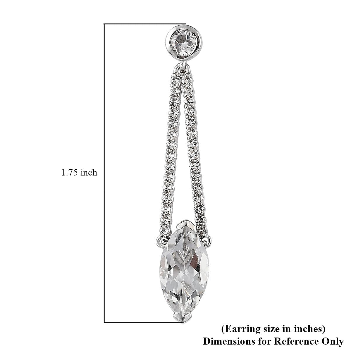 White Topaz Dangle Earrings in Platinum Over Sterling Silver 8.25 ctw image number 4
