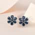 Indigo Sapphire and White Zircon Floral Stud Earrings in Platinum Over Sterling Silver 2.25 ctw image number 1