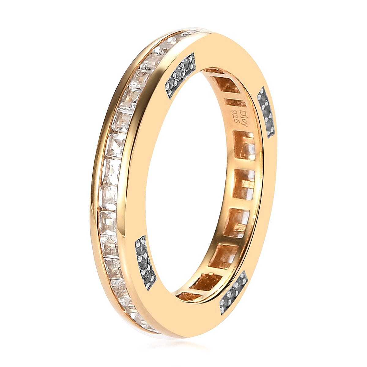 White Topaz Band Ring in Vermeil Yellow Gold Over Sterling Silver 2.60 ctw image number 3