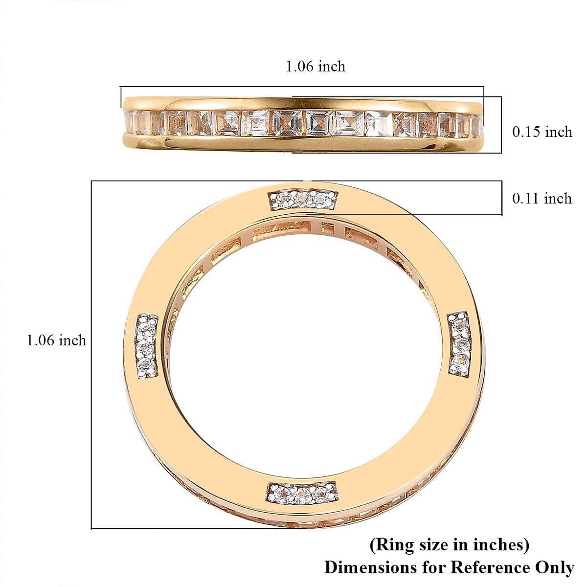 White Topaz Band Ring in Vermeil Yellow Gold Over Sterling Silver 2.60 ctw image number 4