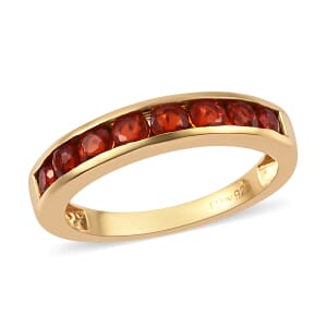 Crimson Fire Opal Half Eternity Band Ring in Vermeil Yellow Gold Over Sterling Silver (Size 7.0) 0.50 ctw