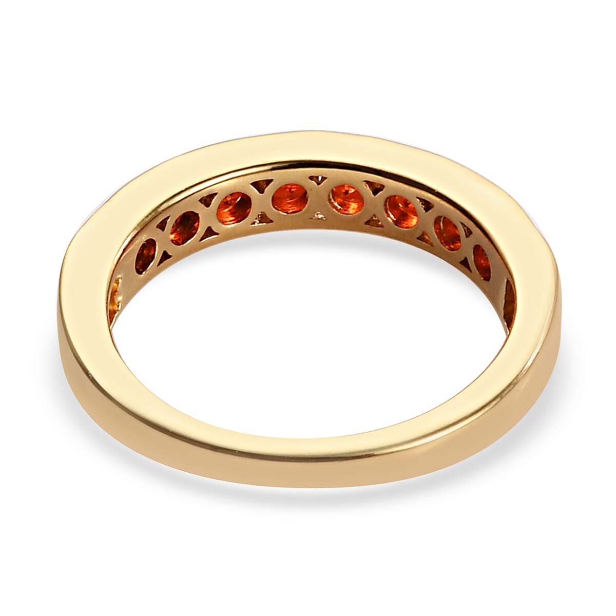 Crimson Fire Opal Half Eternity Band Ring in Vermeil Yellow Gold Over Sterling Silver (Size 7.0) 0.50 ctw image number 4