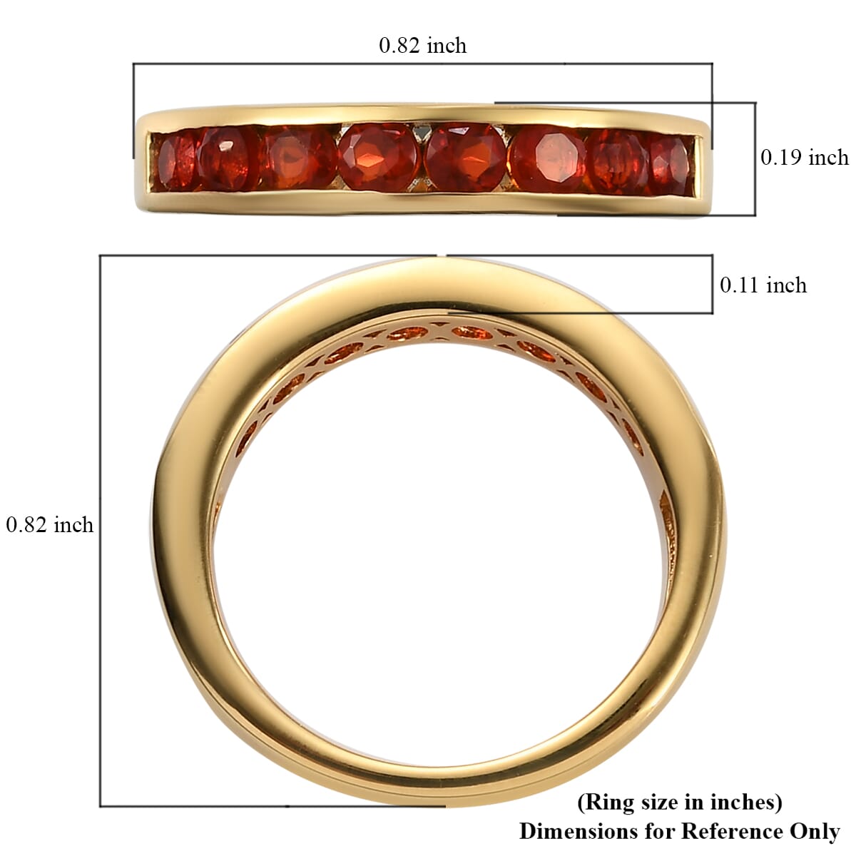 Crimson Fire Opal Half Eternity Band Ring in Vermeil Yellow Gold Over Sterling Silver (Size 7.0) 0.50 ctw image number 5
