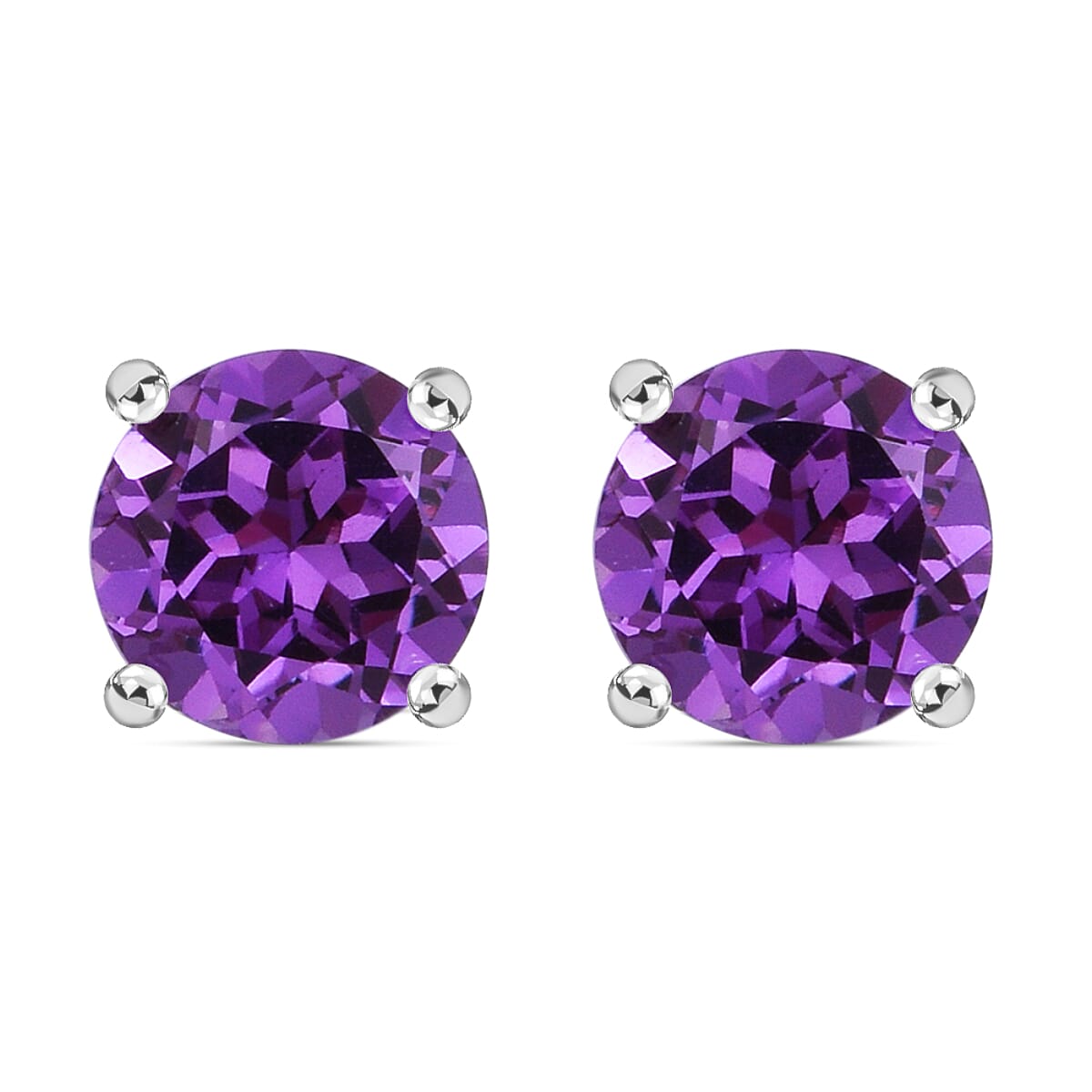 Lab Created Alexandrite Solitaire Stud Earrings in Sterling Silver 2.70 ctw image number 0