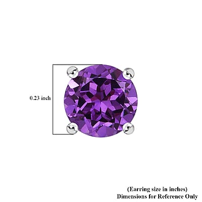 Lab Created Alexandrite Solitaire Stud Earrings in Sterling Silver 2.70 ctw