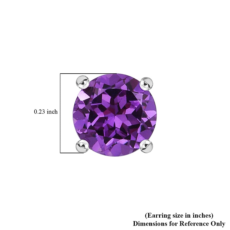 Lab Created Alexandrite Solitaire Stud Earrings in Sterling Silver 2.70 ctw
