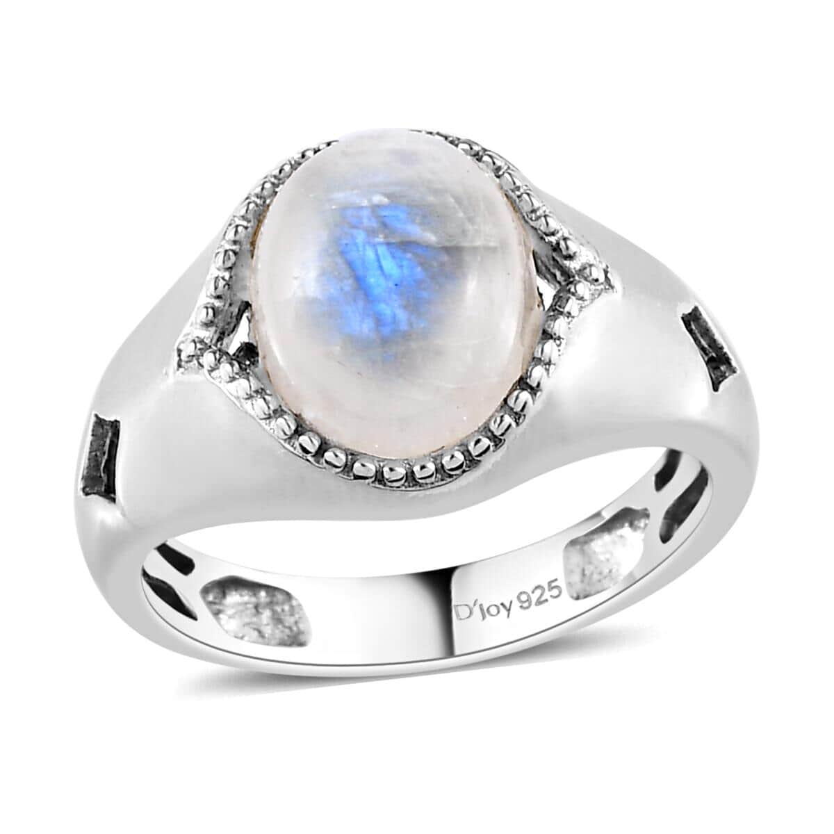 Kuisa Rainbow Moonstone Chunky Ring with Diamond Shaped Cutouts in Platinum Over Sterling Silver 3.25 ctw image number 0