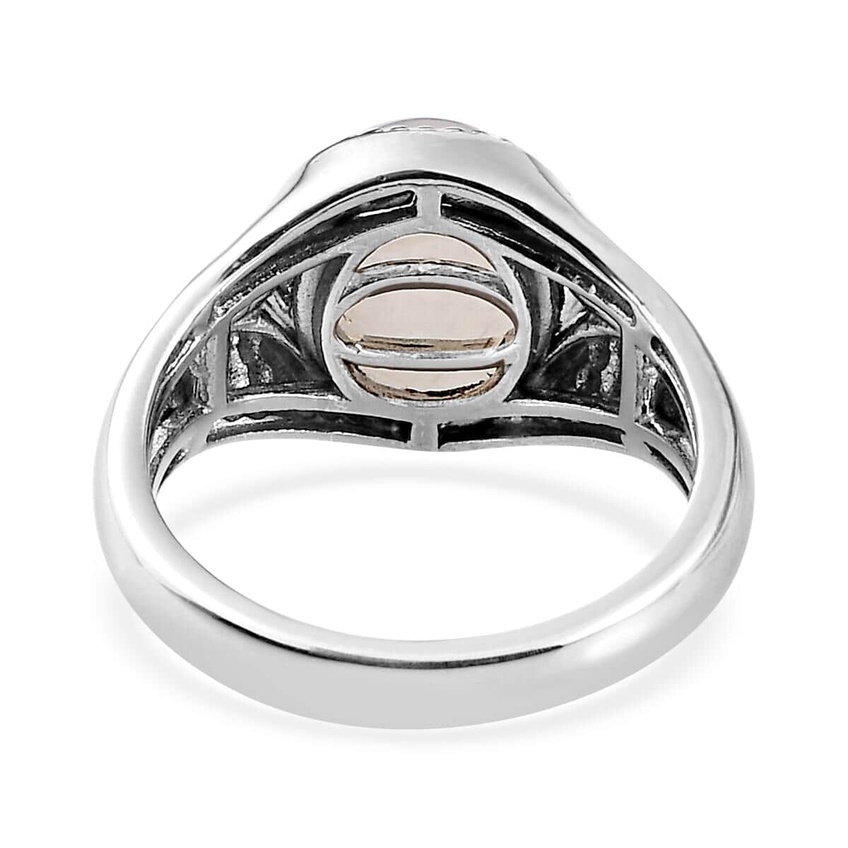 Kuisa Rainbow Moonstone Chunky Ring with Diamond Shaped Cutouts in Platinum Over Sterling Silver (Size 6.0) 3.25 ctw image number 4