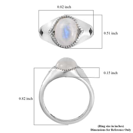 Kuisa Rainbow Moonstone Chunky Ring with Diamond Shaped Cutouts in Platinum Over Sterling Silver (Size 6.0) 3.25 ctw image number 5
