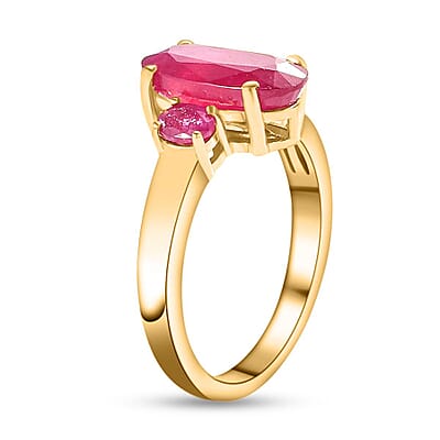 African Ruby (FF) 3.60 ctw Ring in 14K Yellow Gold Over Sterling Silver (Size 11.5)