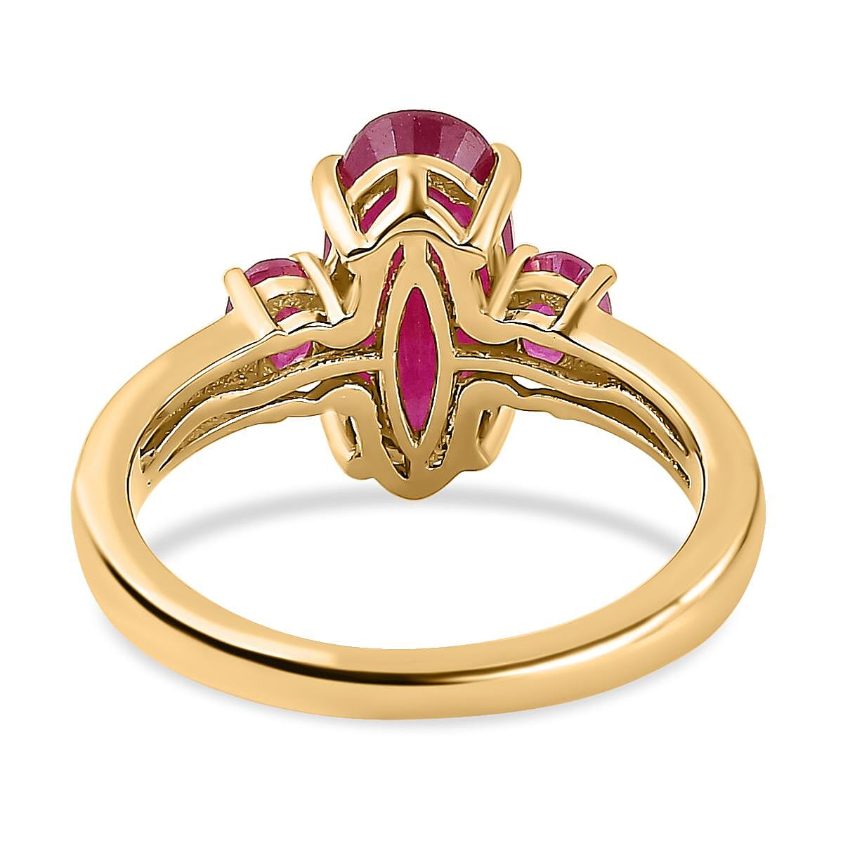 African Ruby (FF) 3.60 ctw Ring in 14K Yellow Gold Over Sterling Silver (Size 11.5)