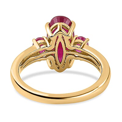 African Ruby (FF) 3.60 ctw Ring in 14K Yellow Gold Over Sterling Silver (Size 11.5)