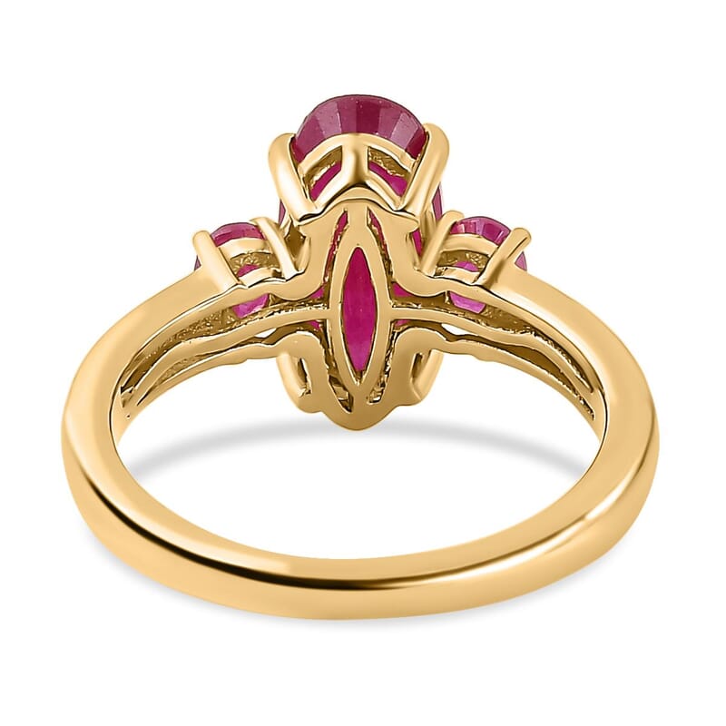 African Ruby (FF) 3.60 ctw Ring in 14K Yellow Gold Over Sterling Silver (Size 11.5)