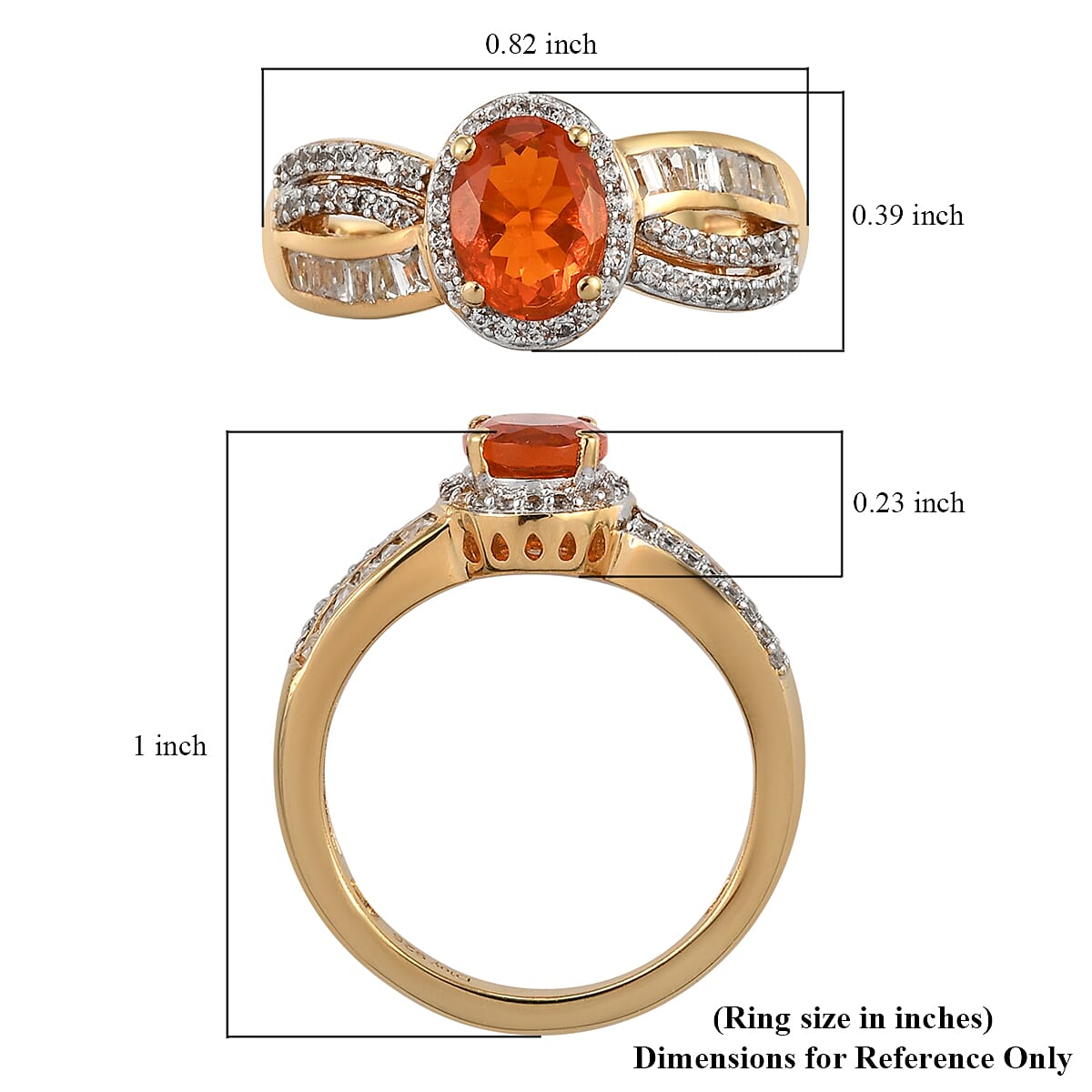 Crimson Fire Opal, White Zircon Ring in Vermeil YG Over Sterling Silver (Size 10.0) 1.85 ctw
