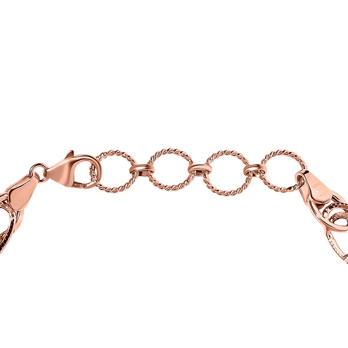 14K RG Over Sterling Silver Double Link Bracelet with Lobster Lock and 2 Inch Extender (6.50 In) (8 g) image number 3
