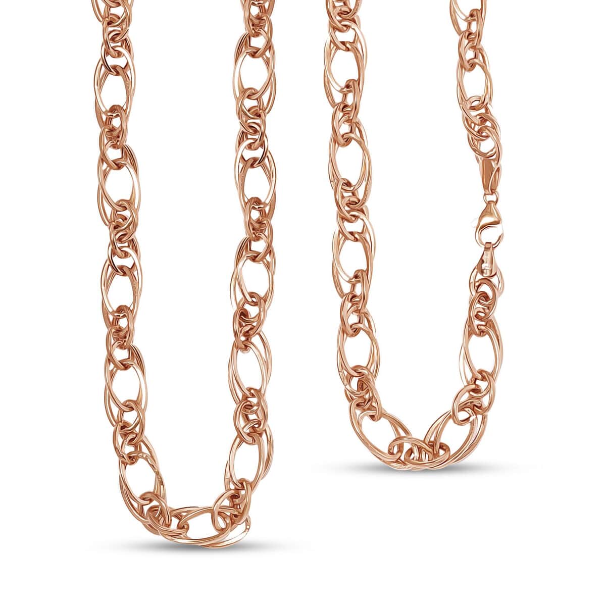 14K Rose Gold Over Sterling Silver Double Link Necklace 20 Inches 18.6 Grams image number 0