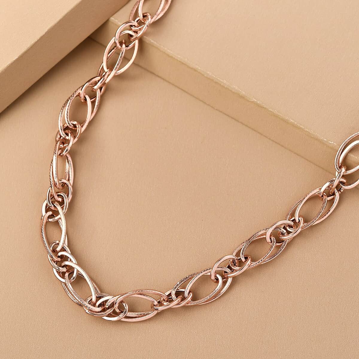 14K Rose Gold Over Sterling Silver Double Link Necklace 20 Inches 18.6 Grams image number 1