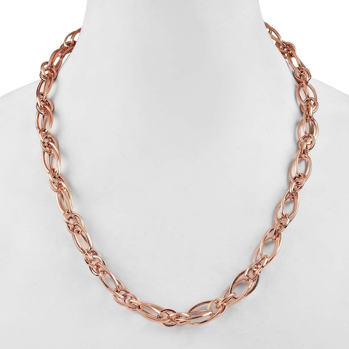 14K Rose Gold Over Sterling Silver Double Link Necklace 20 Inches 18.6 Grams image number 2
