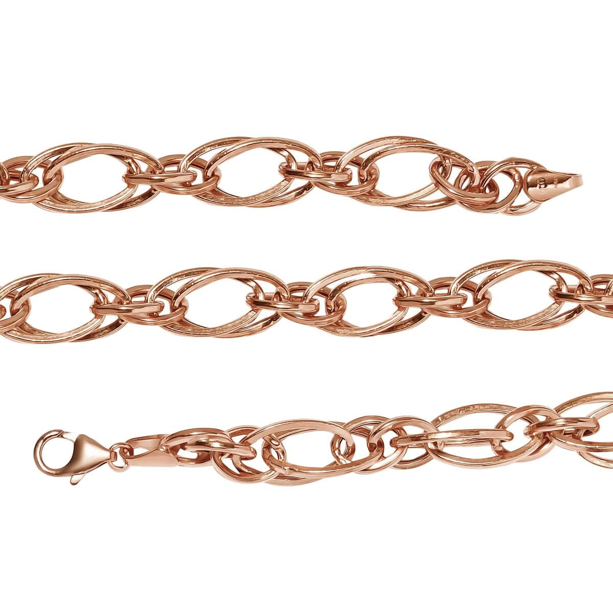 14K Rose Gold Over Sterling Silver Double Link Necklace 20 Inches 18.6 Grams image number 3