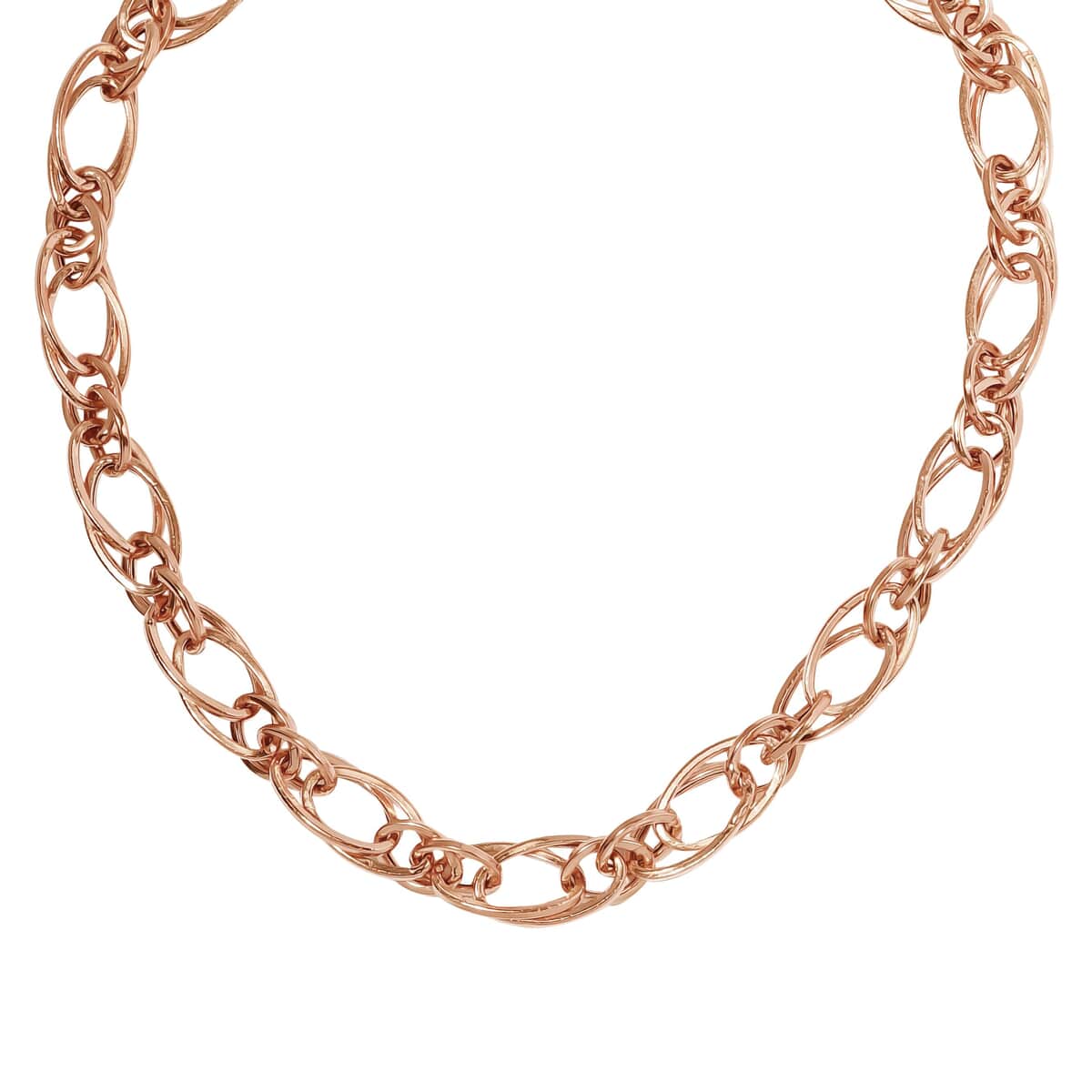 14K Rose Gold Over Sterling Silver Double Link Necklace 20 Inches 18.6 Grams image number 4