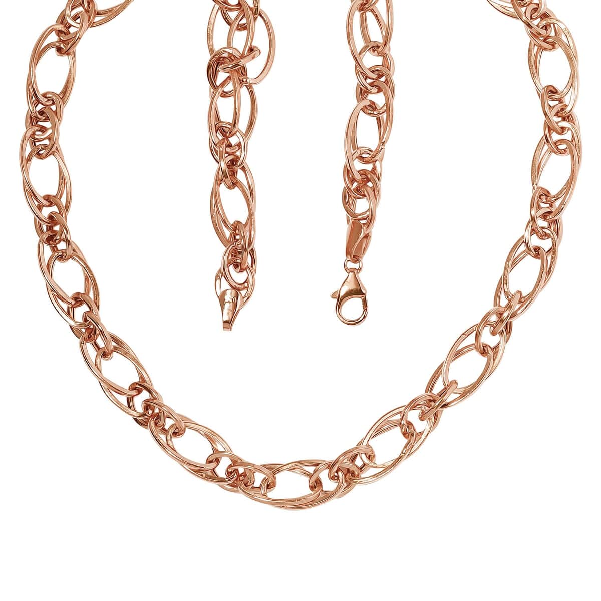 14K Rose Gold Over Sterling Silver Double Link Necklace 20 Inches 18.6 Grams image number 5