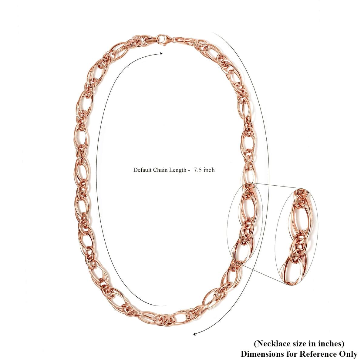 14K Rose Gold Over Sterling Silver Double Link Necklace 20 Inches 18.6 Grams image number 6