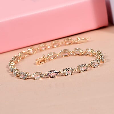 Luxoro AAA Turkizite 9.15 ctw Link Bracelet In 14K Yellow Gold (6.50 In)